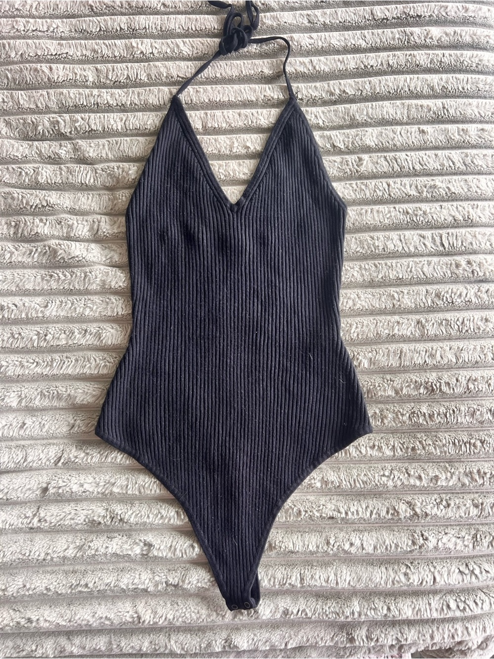 Abercrombie & Fitch Black Ribbed Halter Bodysuit